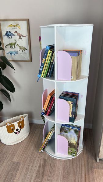 Полка для книг белая с розовым 9333 фото